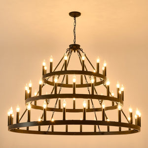 39.37 Inch 3-Tiers Wagon Wheel Chandelier