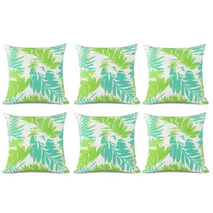 6 Pack Outdoor Pillow Covers - Aqua Tropical Palm