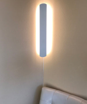 3"W Solid Wood Hover Plank Corner/Wall Accent Light Plug-In  Almond Finish by Home Concept
