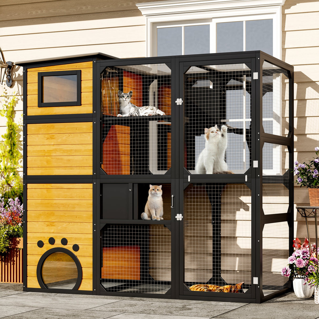 GO Large Cat Catio 4 Tiers Cat Enclosure for Outdoor Cats