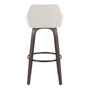 Daniella - Contemporary Fixed Height, Barstool With Swivel With Round Footrest (Set of 2)