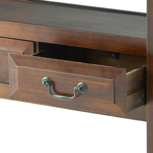 End Table in Brown Acacia Wood with Drawers