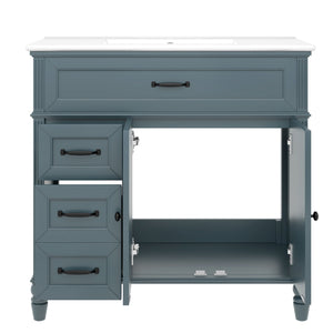 Bathroom Vanity With Sink, 2 Doors 2 Drawers, Freestanding Design