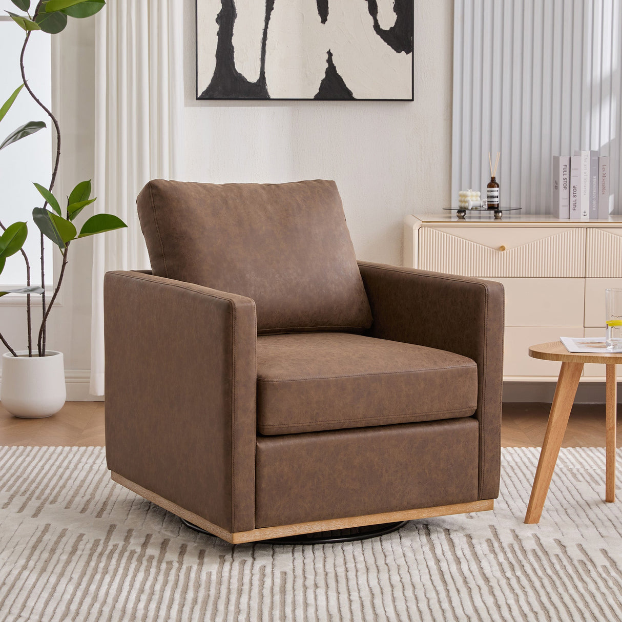 Thornfield Upholstered Square Swivel Accent Chair