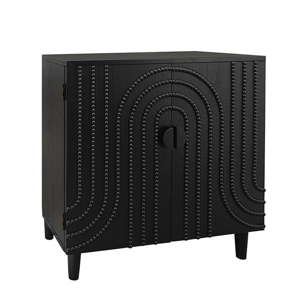 Modern Black Wood Storage Cabinet with Decorative Door, 30in Accent Sideboard for Living Room, Bedroom, or Entryway