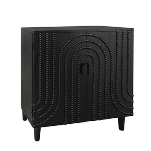 Modern Black Wood Storage Cabinet with Decorative Door, 30in Accent Sideboard for Living Room, Bedroom, or Entryway