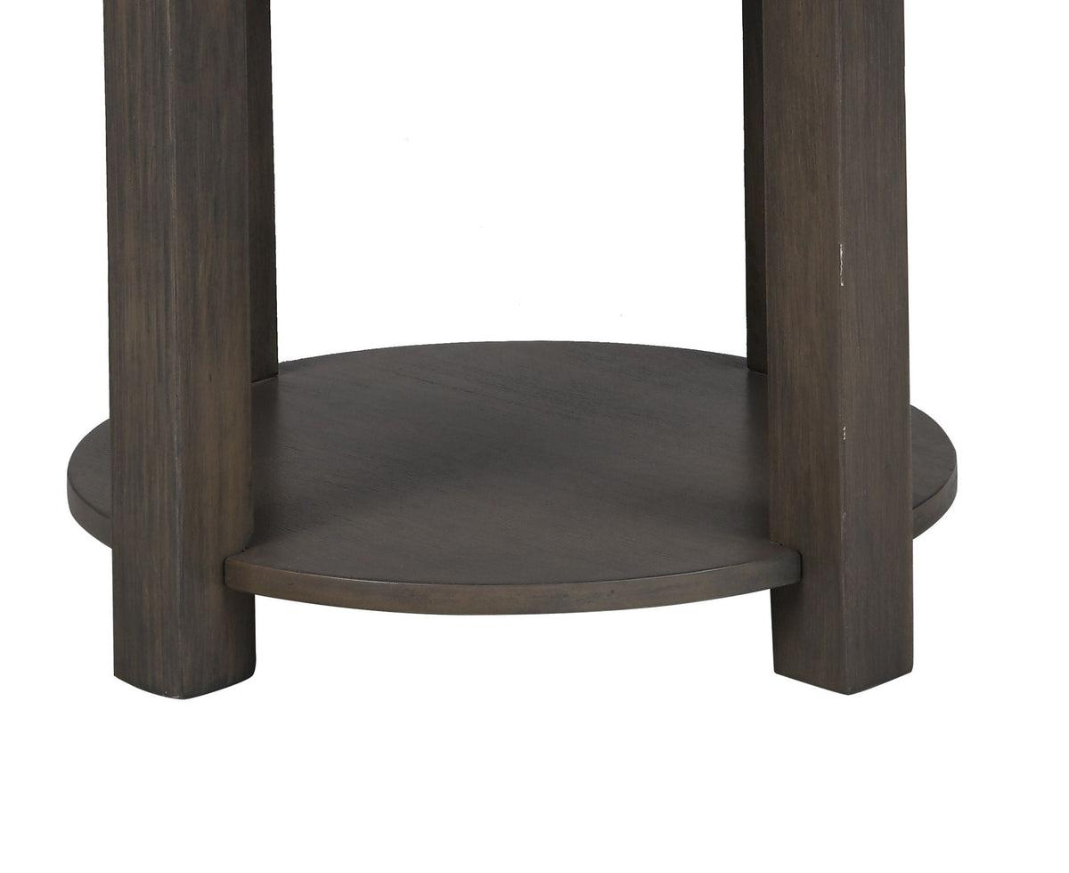 Light Brown MDF End Table with USB Ports - Storage Shelf