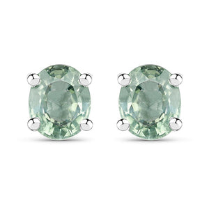 0.68 Carat Genuine Green Sapphire .925 Sterling Silver Earrings