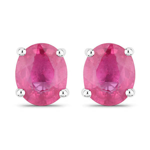 0.60 Carat Genuine Ruby 14K White Gold Earrings