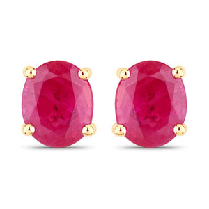 0.60 Carat Genuine Ruby 14K Yellow Gold Earrings