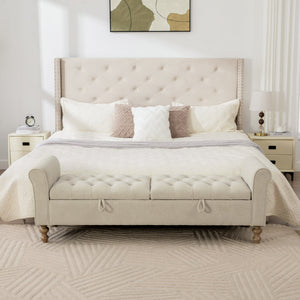 65.75" Wide Modern Upholstered Storage Bench