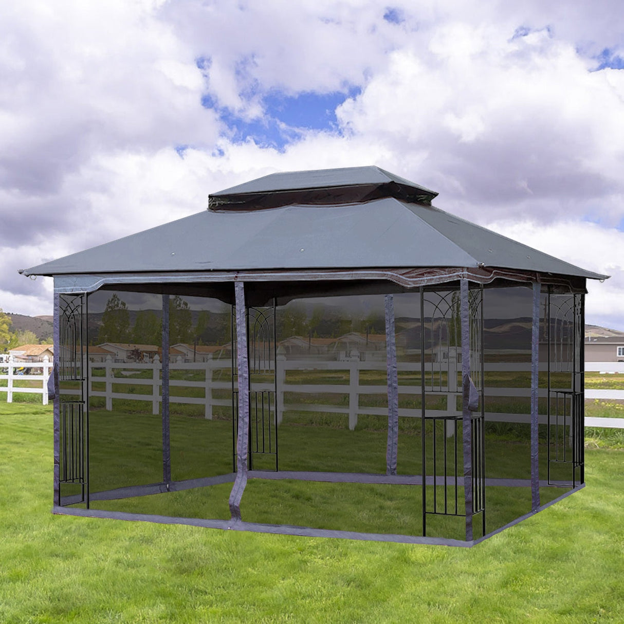 Gazebo tent with double roof & mosquito net