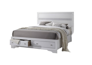 Traditional Style Queen 4-Pc Storage Bedroom Set Made with Wood in White