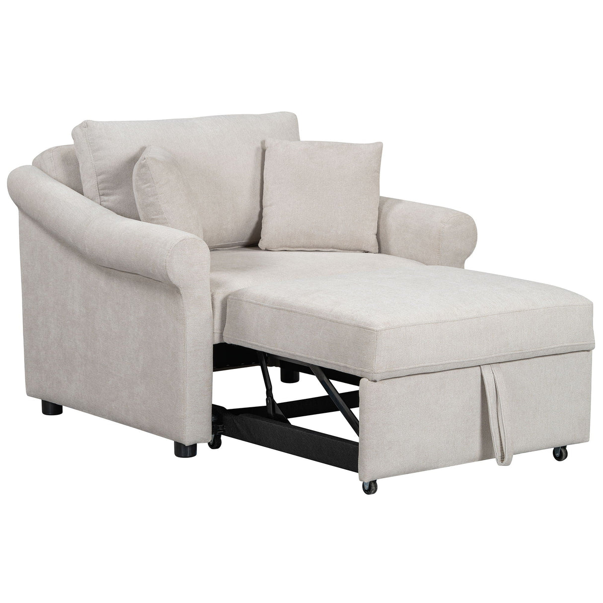 Convertible Sleeper Chair With Adjustable Backrest, 3 In 1 Lounger Chair Turns Into Bed, Single Bed For Living Room