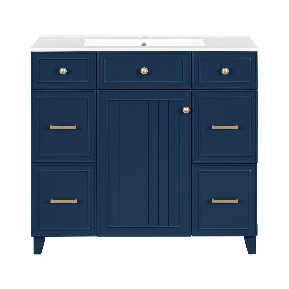 Bathroom Vanity With Ceramic Sink, Soft Close Doors, Adjustable Shelves