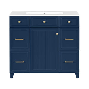 Bathroom Vanity With Ceramic Sink, Soft Close Doors, Adjustable Shelves