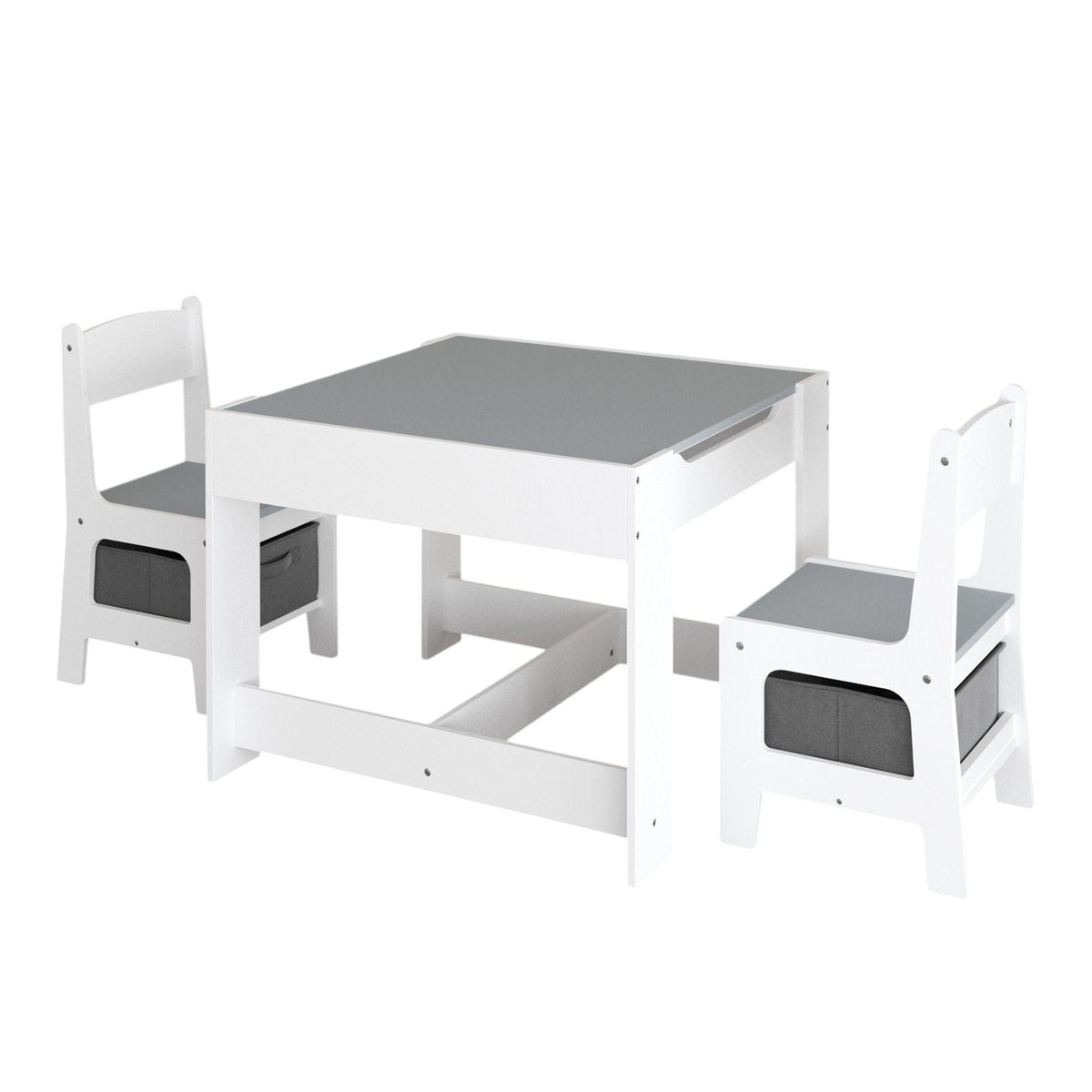 Kids 3-in-1 Activity Table and Chair Set with Storage Drawer - Dark Gray & White
