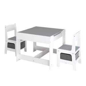 Kids 3-in-1 Activity Table and Chair Set with Storage Drawer - Dark Gray & White