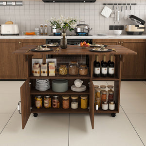 Multi Functional Folding Table With Storage Shelves And Wheels