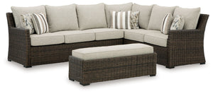 Brook Ranch - Sofa Sectional, Bench With Cushion (Set of 3) - Brown