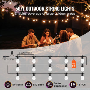 RGB Outdoor String Lights, 50FT with APP Control