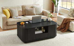 Modern Luxury Oval Coffee Table with Drawers and Storage Compartment