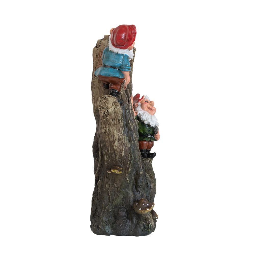 Decorative Woodland Gnome Water Fountain with LED Light - Brown
