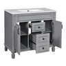 Bathroom Vanity with Top Sink, Mirror Cabinet, 2 Soft Closing Doors & 2 Drawers