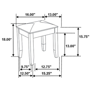 Vanity Stool With Padded Seat - White