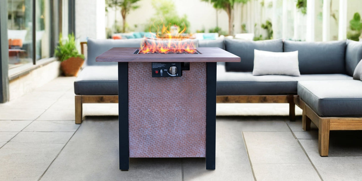 25'' H Outdoor Patio Propane Gas Fire Pit Table - 50,000 BTU High-Temperature-Resistant