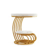 Round Vintage End Table With 2 Tier Storage