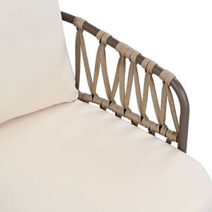4 Piece Outdoor Patio Furniture Set, Metal Chairs With Woven Rope U Shaped Backrest