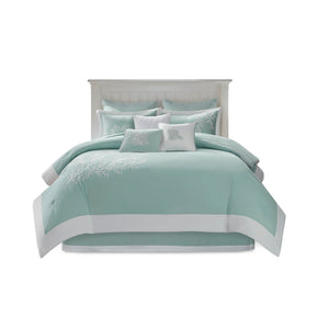 Oversized Cotton Jacquard Comforter Set Aqua King