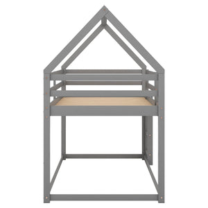 Low Bunk Bed With House Shaped Frame And Ladder