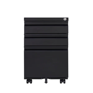 Contemporary 3 Drawer Mobile Filing Cabinet With Lock, Metal Office Storage For Legal / Letter Size