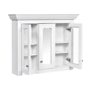 Bathroom Medicine Cabinet With Mirror, 5 Adjustable Closed Shelves, Wall-Mounted - White