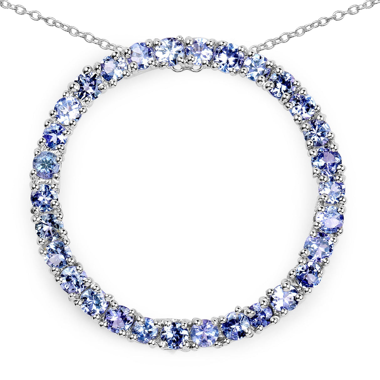 3.00 Carat Genuine Tanzanite .925 Sterling Silver Pendant