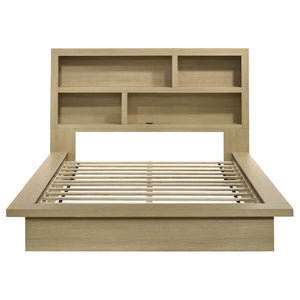 Hendricks Queen Bookcase Headboard Platform Bed Light Oak