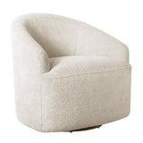 Upholstered Swivel Chair with Sloped Arms and Metal Base