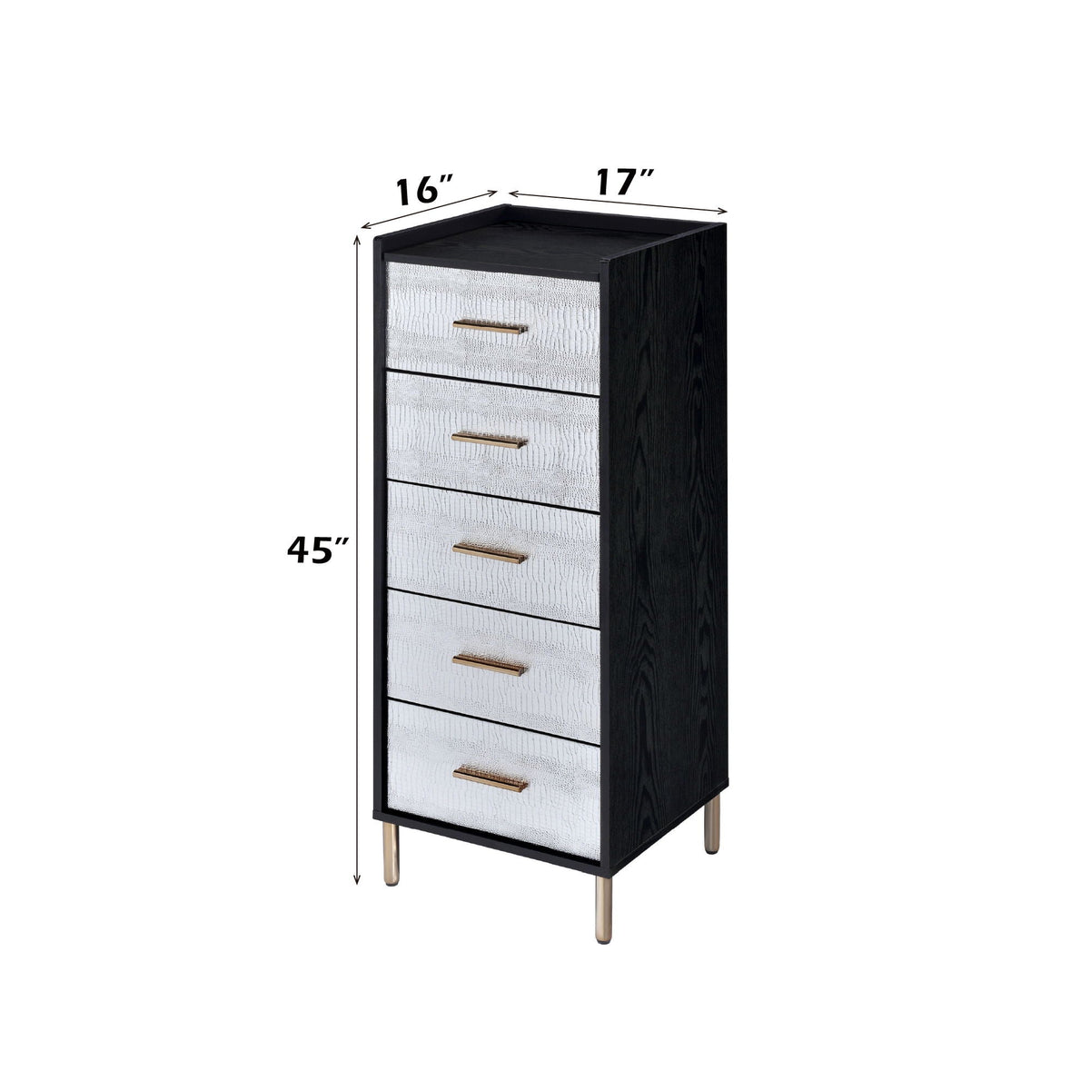 Myles - Jewelry Armoire - Black / Silver / Gold