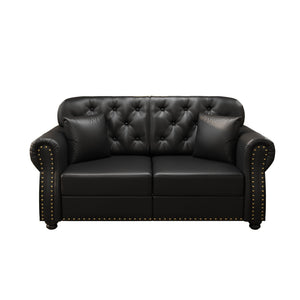 Upholstered Sofa With Nailhead Trim, Rolled Armrests With Ottoman