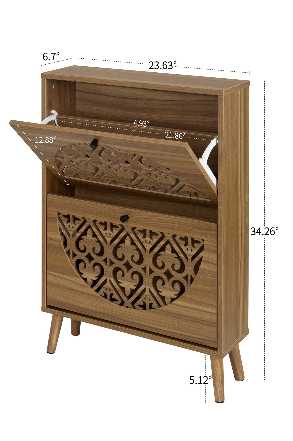Japandi Narrow Shoe Cabinet with 2 Flip Drawers