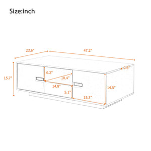 Modern High Glossy Rectangle Coffee Table with 16 Color LED Lights
