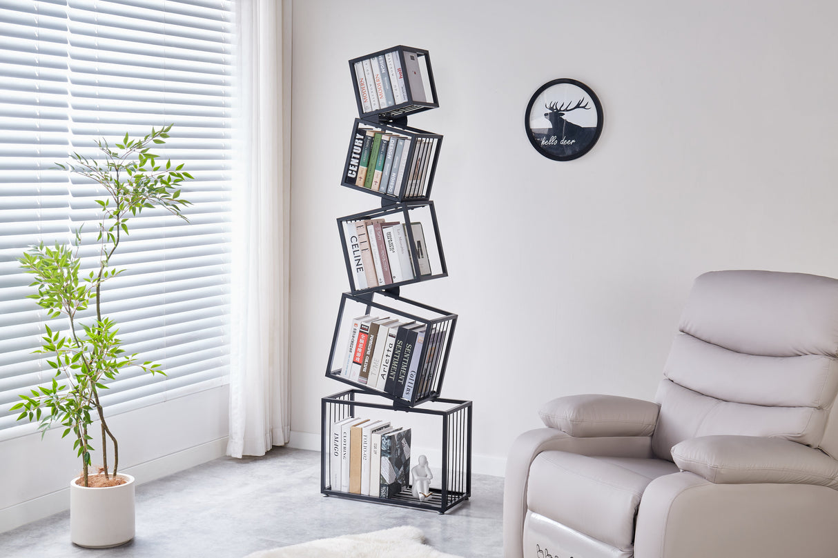 5-Tier Metal Geometric Bookshelf