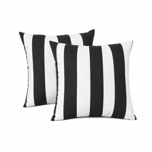 6 Pack Outdoor Pillow Covers (18x18 Inch) - Black/White Striped