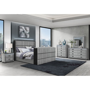 Isaiah - Bed With TV Lift-LED Speakers And Fireplace