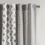 Cotton printed curtain panel with chenille stripe and lining