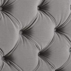 Brooklyn King Tufted Panel Bed Headboard and Footboard Set, Opal Grey Velvet