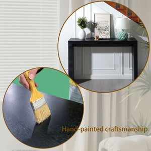 47" Modern Black Wood Console Table with Ribbed Legs
