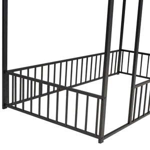 Metal Bed House Bed Frame With Fence